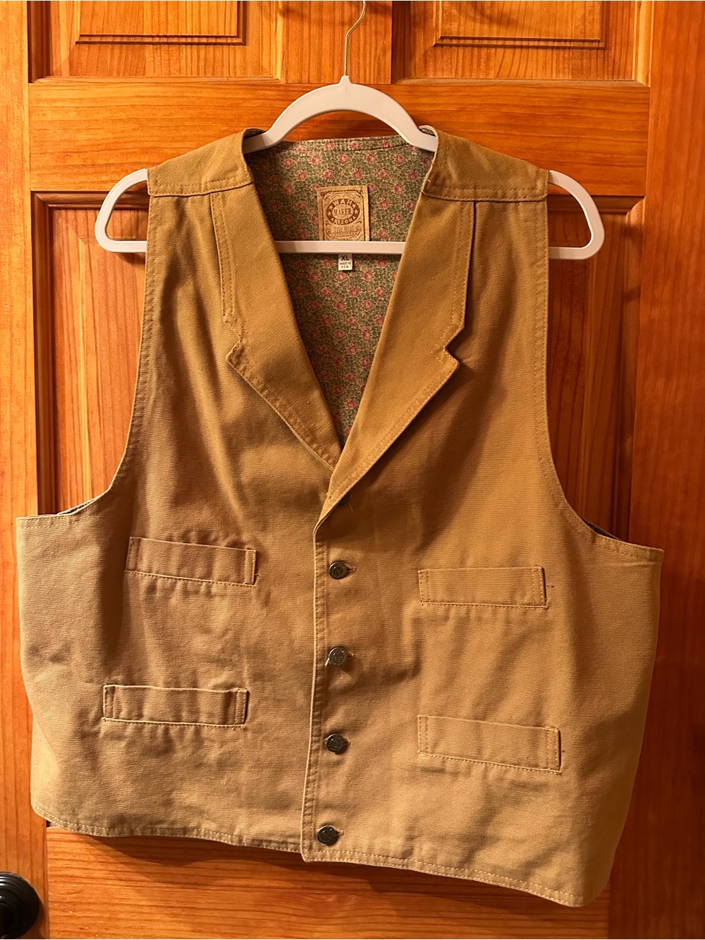 Way Maker by Scully Men's Tan Canvas Work Vest - Rugged Button-Front Vest XL.